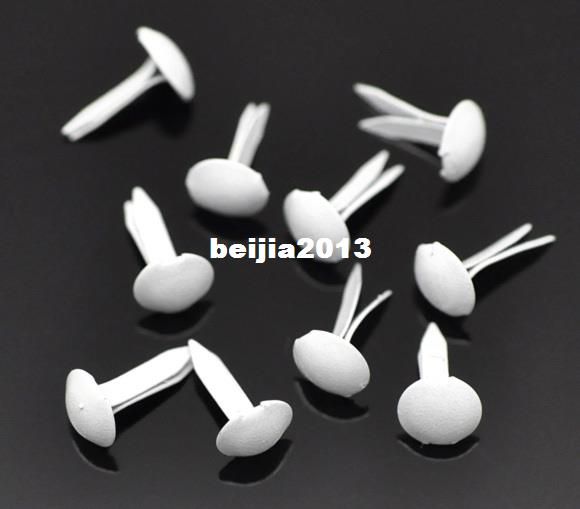 new BJ-153 Free Shipping 500pcs White Pastel Round Brads Scrapbooking Embellishment 9x5mm jewelry making DIY hot sale