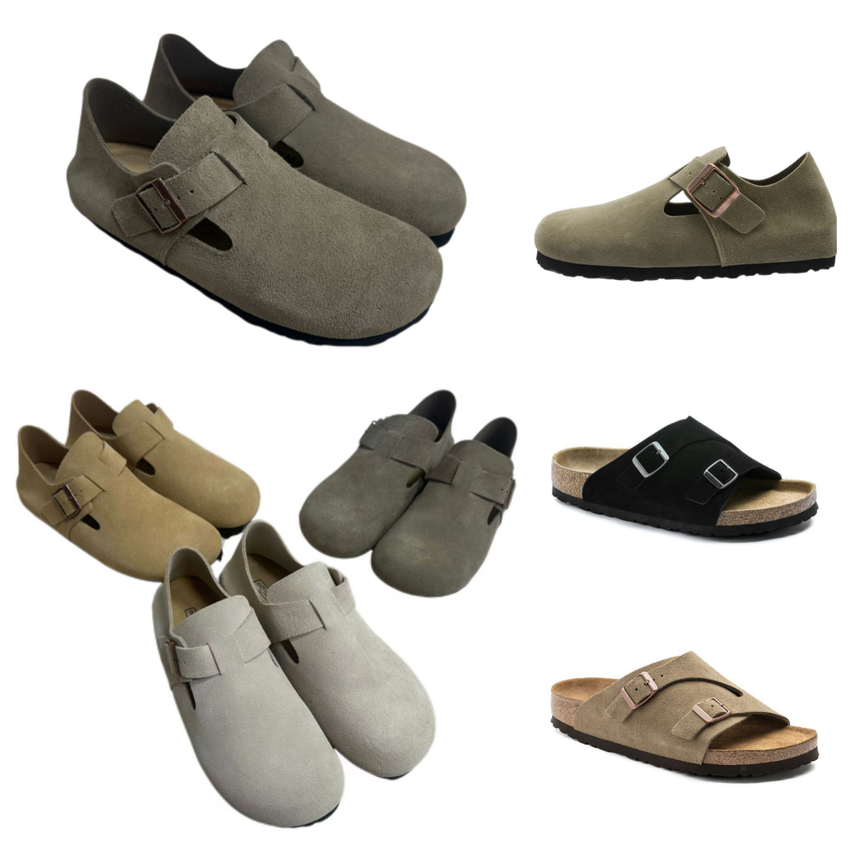 Designer Clogs Sandals Clog Slippers Cork Flat High Quality outdoors Footbed Eva Suede Genuine Leather Slide Taupe Casual Women Men trainers flip fl