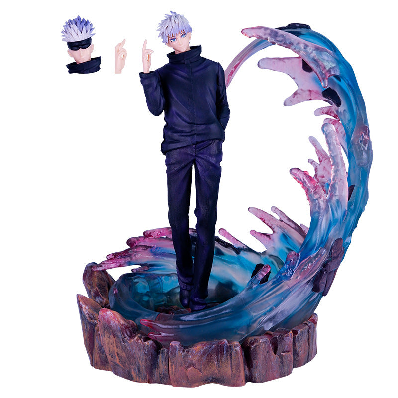 Novelty Games Anime Jujutsu Kaisen Gojo Satoru Action Figure Gk Model 31cm Doll Christmas Gift For Kids Double Headed Sculpture Luminous Toy