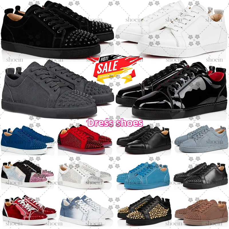 Designer shoes Red Dress Shoes Men Casual Shoes Bottoms Sneakers Glitter Grey Rivets Leather Suede Women Fashion Spikes Luxury classic Office Career