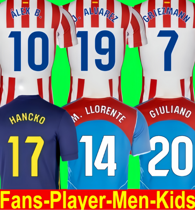 Atleticose soccer jerseys Madrids GRIEZMANN 25 26 LLORENTE KOKE ALEX BAENA ALMADA ATM football shirt men kids kit sets uniforms ALVAREZ 2025 2026 Ga