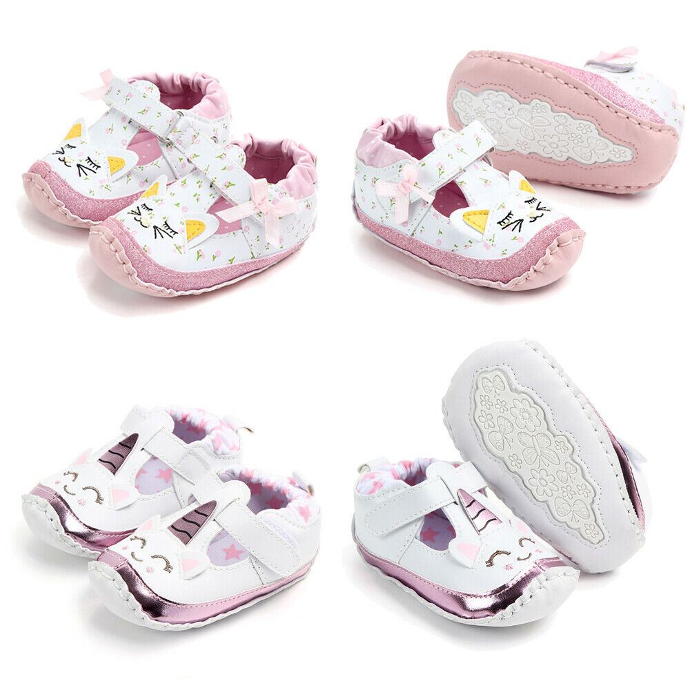Cute Newborn Infant Baby Girl Cartoon Unicorn Flower Baby Shoes Soft Sole Crib First Walkers for 0-18M
