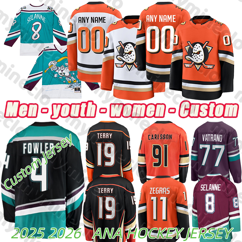 ANA hockey jerseys #11 Trevor Zegras #8 Selanne ducks most popular giguere jersey Gibson Frank Vatrano Carlsson Beckett Sennecke Lukas Dostal Charli