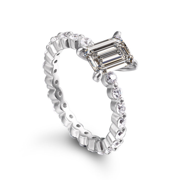 European and American Fashion High-End Tonglin Simulation Diamond Ring 925 Sterling Silver Ladies over Gang Drill