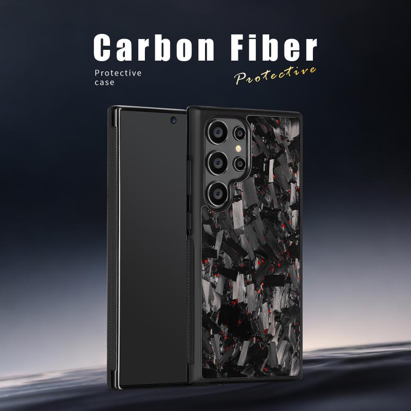 Applicable to SAMSUNG Samsung S24ULTRA Carbon Fiber S23 Protective Case Forged Large Grain S22Plus Mobile Phone Case