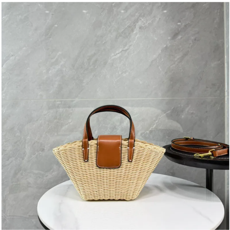 Bamboo woven hand-held crossbody bag Designer beach bag straw Bags Summer Knitting handbag women Basket bags girls pretty shopper woven Small Tote