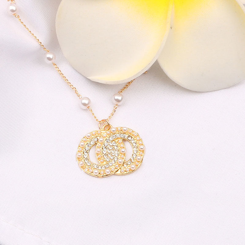 Luxury Women Designer Necklace Choker Chain Crystal Rhinestone 18K Gold Plated Pendants Necklaces Statement Wedding Jewelry