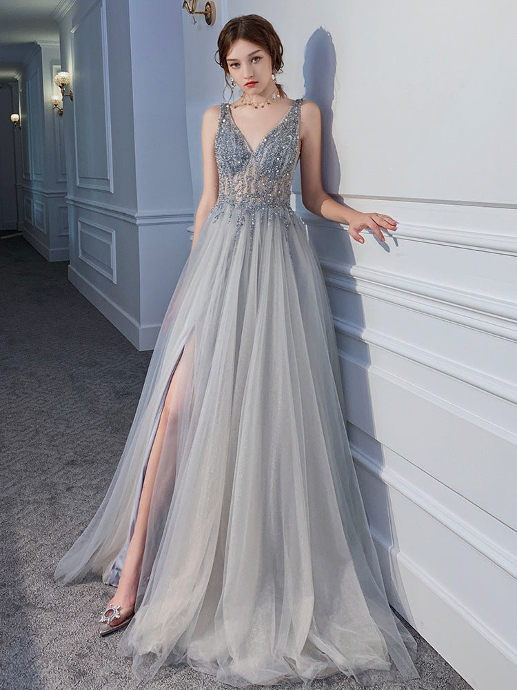 2023 sliver A Line Mother Of The Bride Dresses side split With Long Wraps Lace Appliques Beads V Neck Pleats Evening Prom Gowns Backless Floor Lengt