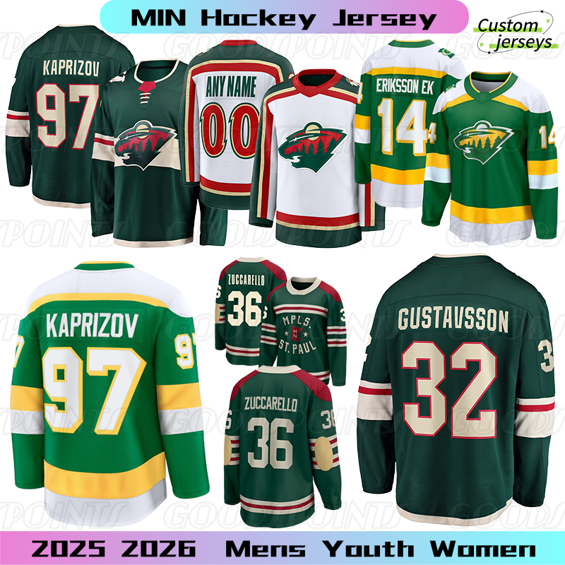 minnesotaCity hockey jersey Mats Zuccarello Matt Boldy Joel Kaprizov wild jersey Eriksson Ryan Hartman Brock Faber Fleury Marco Rossi Reverse mens H