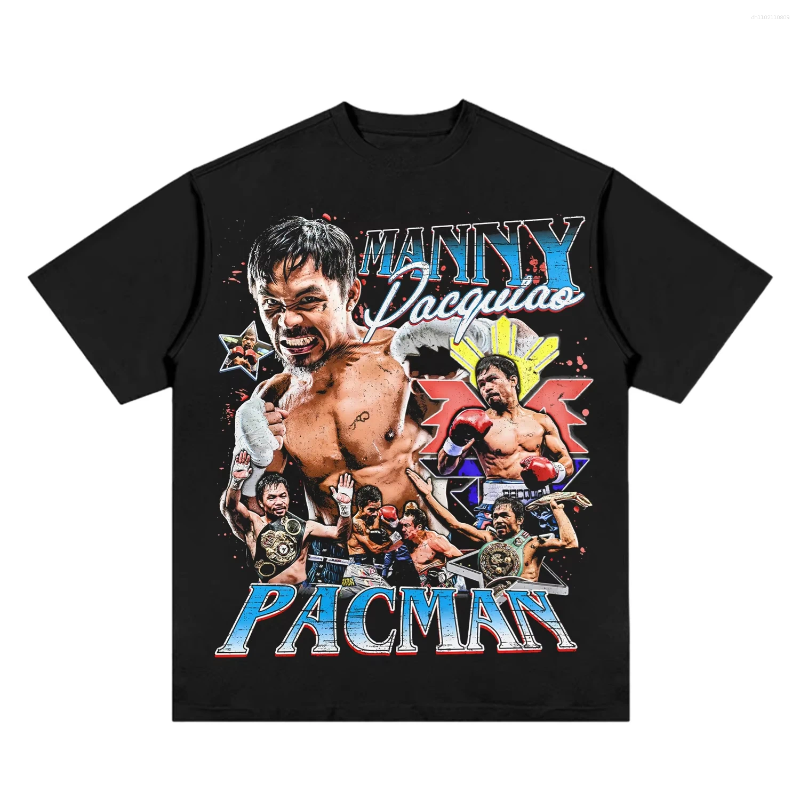 Men&#039;s T Shirts Arrival Manny Pacquiao Printed Short Sleeve Top Vintage Boxing Sports Cotton T-shirt O-Neck Summer Men And Tees