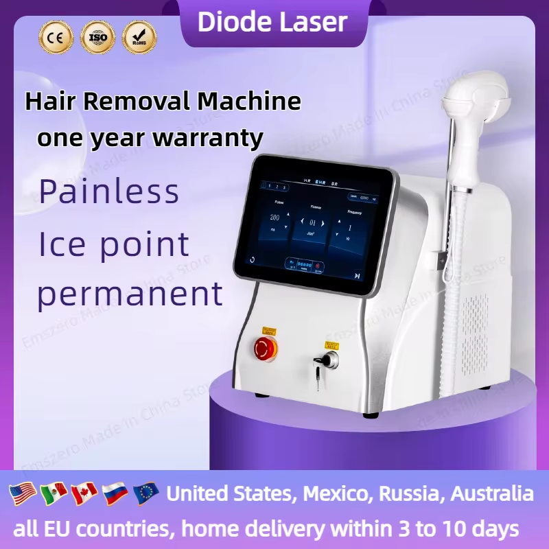 Diode Laser Hair Removal Professional Machine Salon or Home Use Remover Laser Titanium Laser Hair Removal Machine 755 808 1064NM