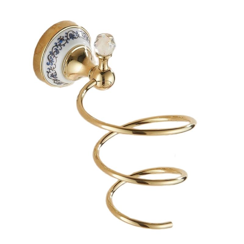 Bathroom Shelves Hair Dryer Holder Rack Golden Metal Storage Spring organizer Blower Shelf Wall Mounted