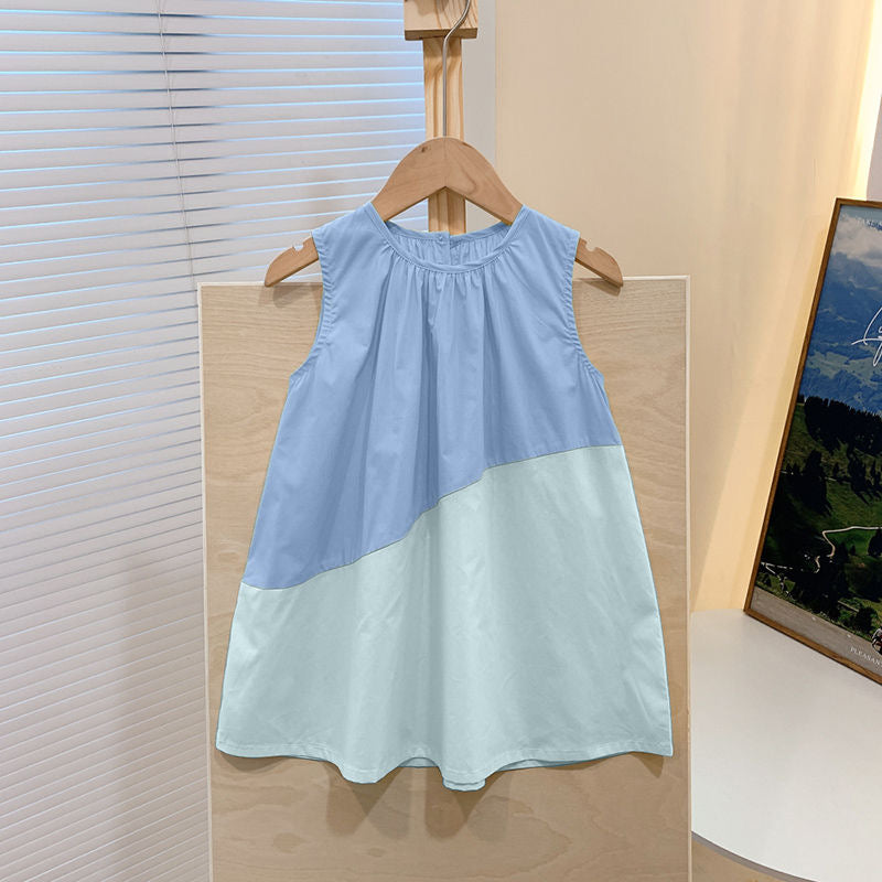 D90 Girls dresses summer new style western-style skirts sweet high-end children&#039;s sleeveless A-line baby skirt