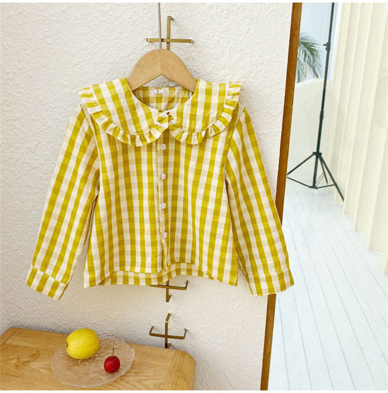 Pattern Kids Lattice Shirts For Girls 2021 Spring Plaid Blouses And Shirts Long Sleeve Children Cotton Tops And Tees