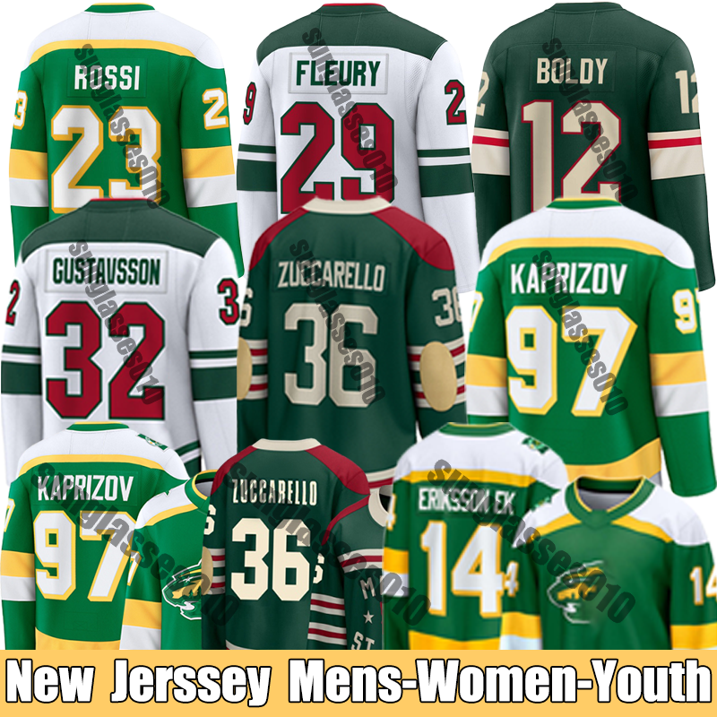 Hockey Jerseys 97 Kirill Boldy Joel Kaprizov jersey wilds jersey 36 Mats minnesota 12 Matt Eriksson Reverse Zuccarello Ek Ryan Hartman Brock hockey
