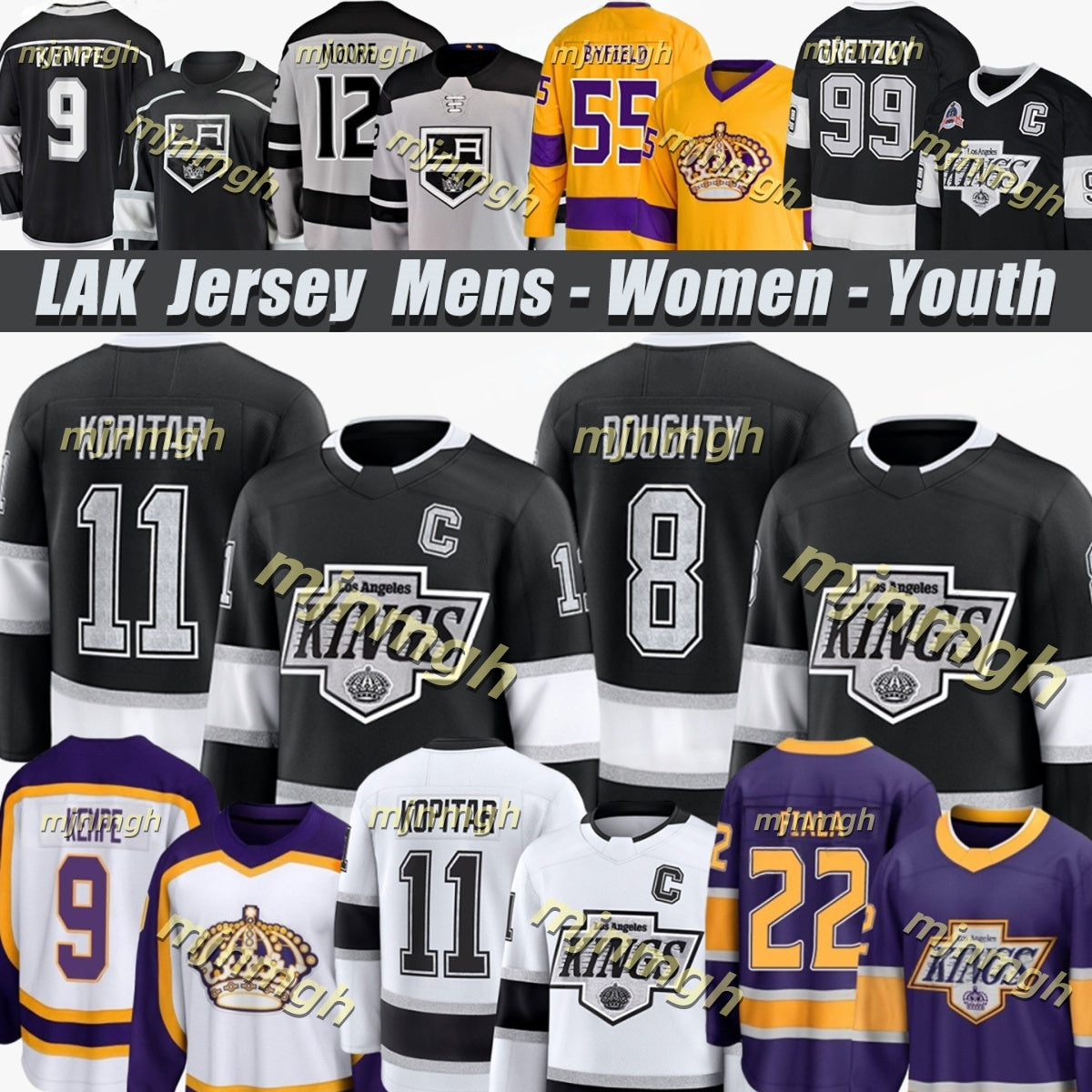 2025 #11 Anze Kopitar Jersey LA Hockey Jersey Kings Jersey #9 Adrian Kempe #8 Drew Doughty #22 Kevin Fiala #55 Quinton Byfield #99 Wayne Gretzky Jer