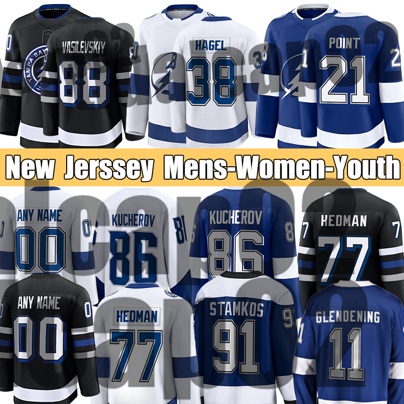 Vasilevskiy Hagel Lightning Jersey Brayden Point Erik Cernak Steven Andrei Stamkos Emil Tampa Brandon Bay Hockey Jerseys #86 Nikita Kucherov Lillebe