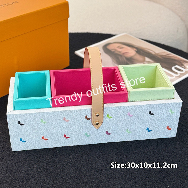 Tray Pouches Luxury Pallet Design Plate Real Leather Portable Plates for Meeting Dinner map with gift box