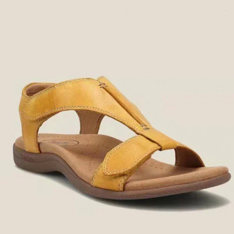 Sandals BKQU Summer For Women Wedge Orthopedic Shoes Pu Leather Solid Color Casual Ladies Non-Slip Fashion Beach Sandalias