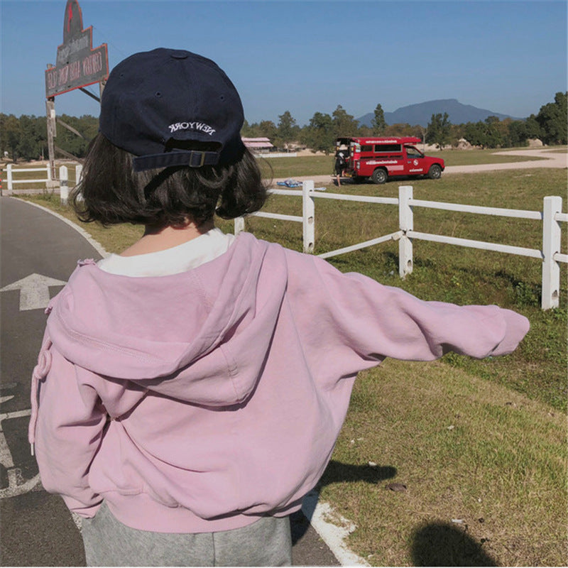 2021 autumn children clothing outerwear kids girls autumn jacket and coats with hood litter girl loose coat