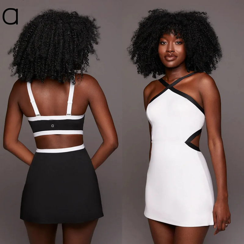 A148 Women Dress Yoga Tennis Color Contras vestido t Anti-slip Female Breathable One-piece Skirt Yoga Sleeveless Sports Skirts