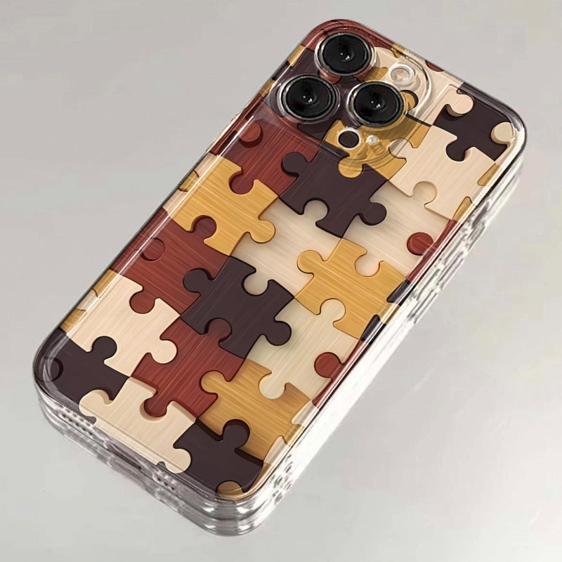 Creative Color-Clashing 3D Wood Grain Style Protector for iPhone 15 Pro Max - Comfort Fit TPU Case