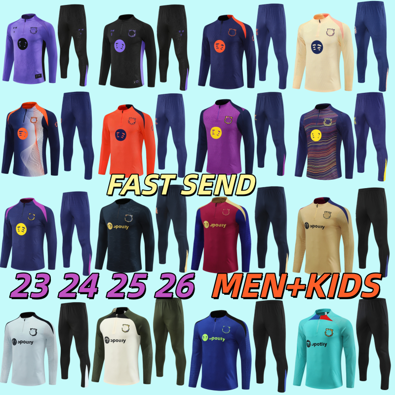 23 24 25 26 Chandal Barcelone Tracksuit Lamine Yamal Lewandowski Soccer Traine Barcelone 2025 2026 Gavi Pedri Ferran Kid Kid Kit Football Tracksuit