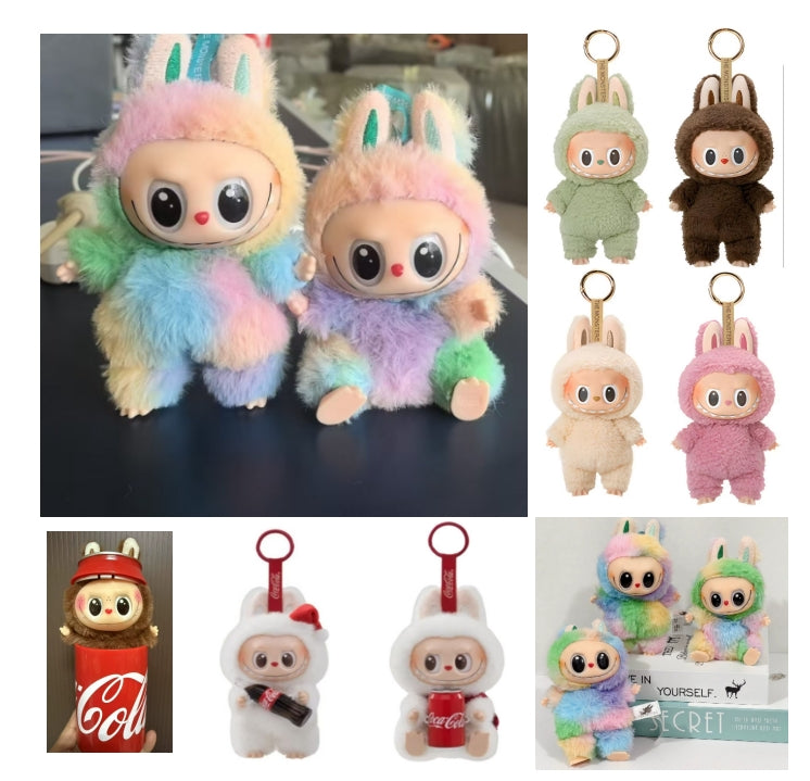 new V1 V3 V4 Coke Labubu series plush vinyl face blind box macaron trendy Children&#039;s Christmas play gift pendant