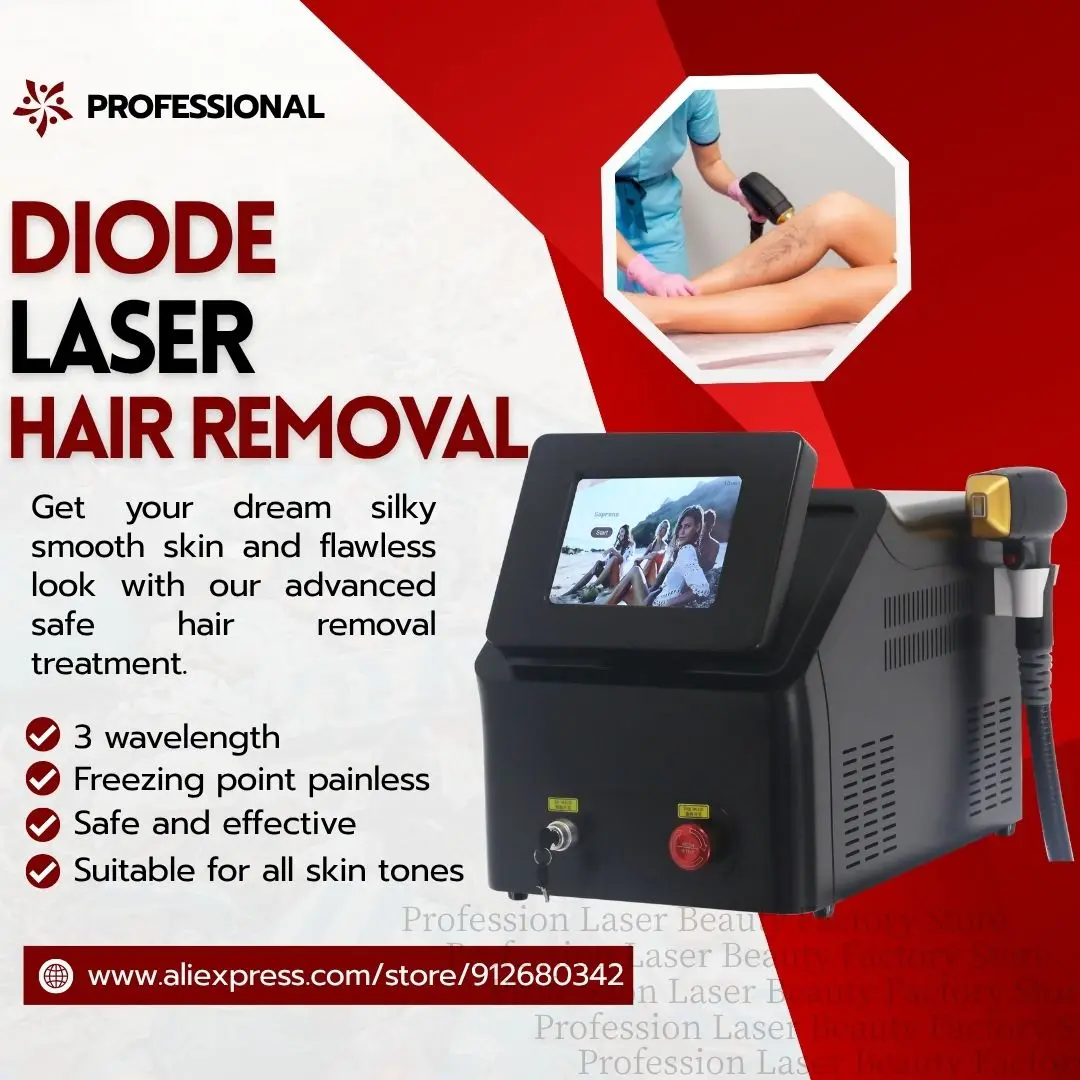 Alexandrite Body Facial Diode Laser Hair Removal Machine 808NM Triple Wavelength Painless Permanent Professional Epilator Device