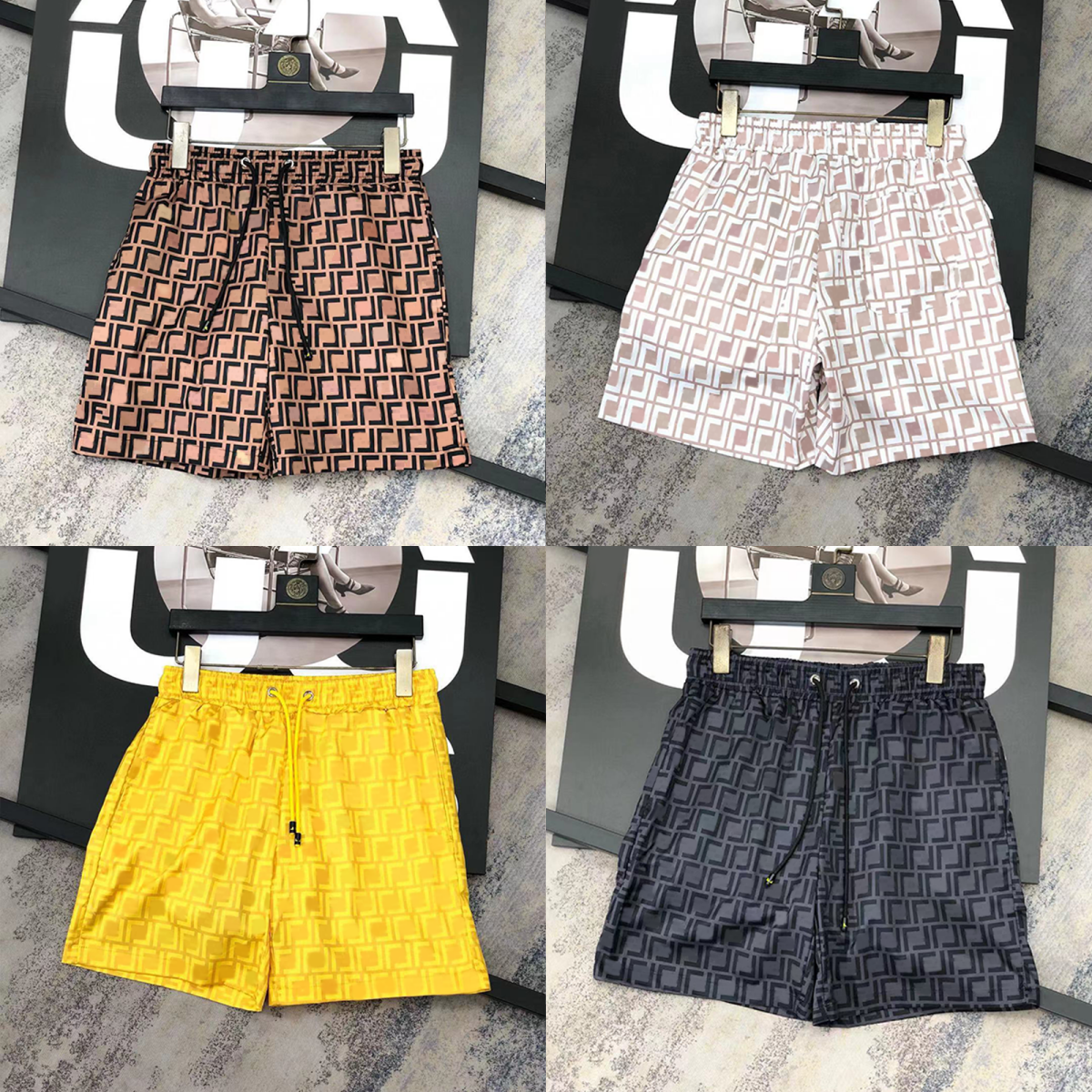 Men&#039;s Beach Shorts New Summer Style Trendy Brand Letter Design Seaside Swimming Quick-Drying Casual Sports Attire