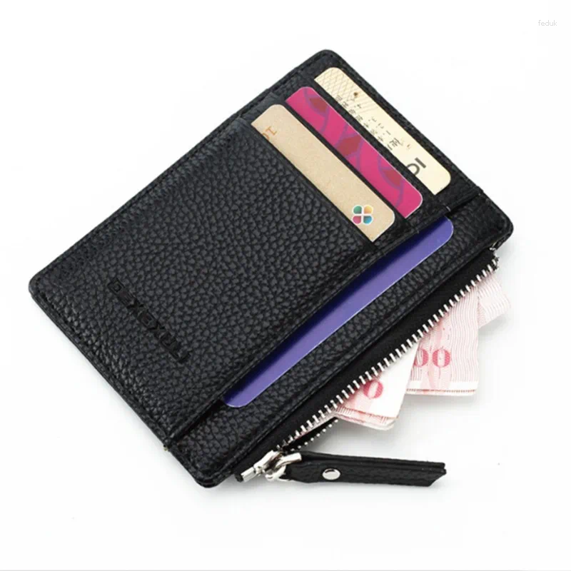 Wallets Wallet Mini PU Leather Card Holders Slots Purse Small Men Women Zipper Coin Pocket Ultra Thin Cardholder