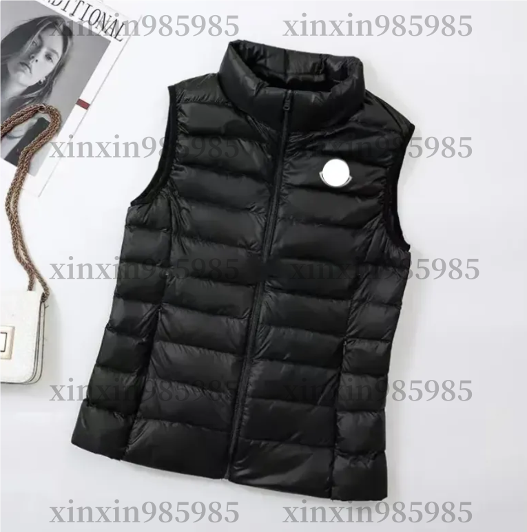 Stand Collar Chest Badge Women Down Vest Lightweight woman gilet Fashion warm bodywarmer