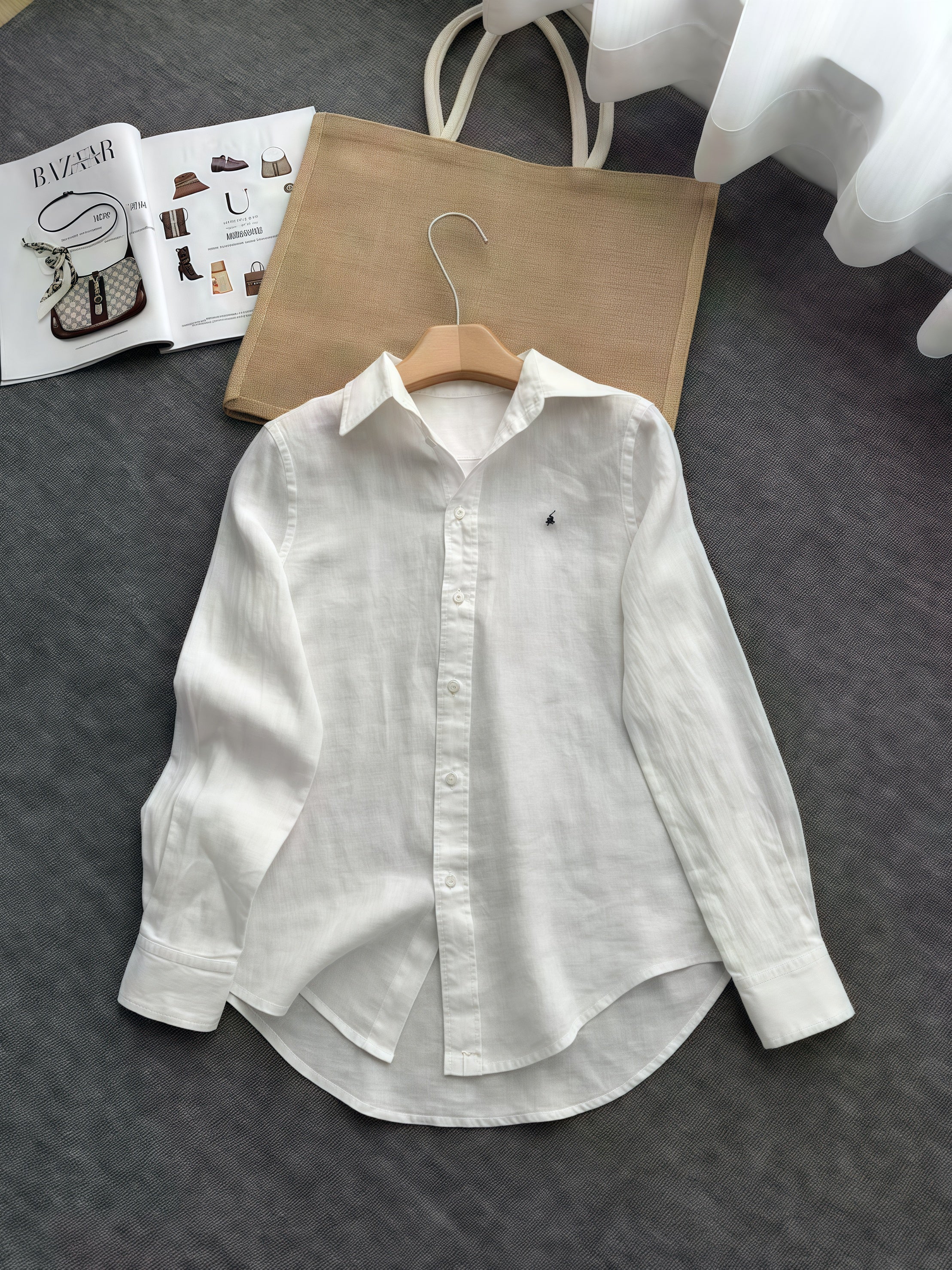 Shirts Linen women shirt American Casual Polo Pony Blouses Womens Loose Lapel Neck Cotton Shirts Colorful Horse Embroidery Women Fashion Long Sleeve