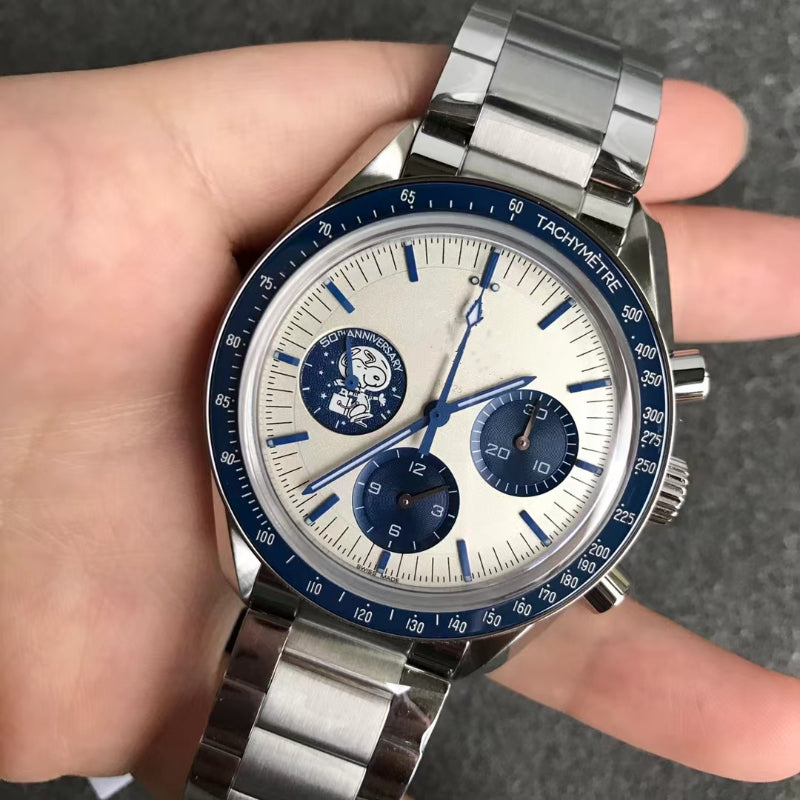 Men&#039;s Watch 50th Anniversary Watch Ceramic Ring Mouth Manual Chain Mechanical Watch Mounted on the Moon Sapphire Mirror High Quality Watch