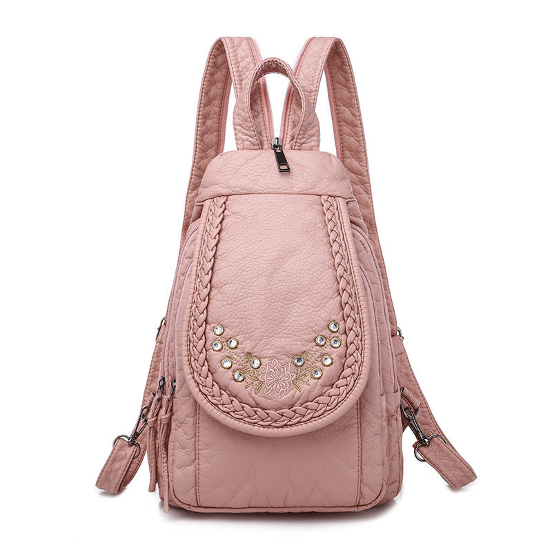 Embroidery Diamond small backpacks for girls PU Leather multifunctional backpack female shoulder bag Chest Pack bagpack women L0