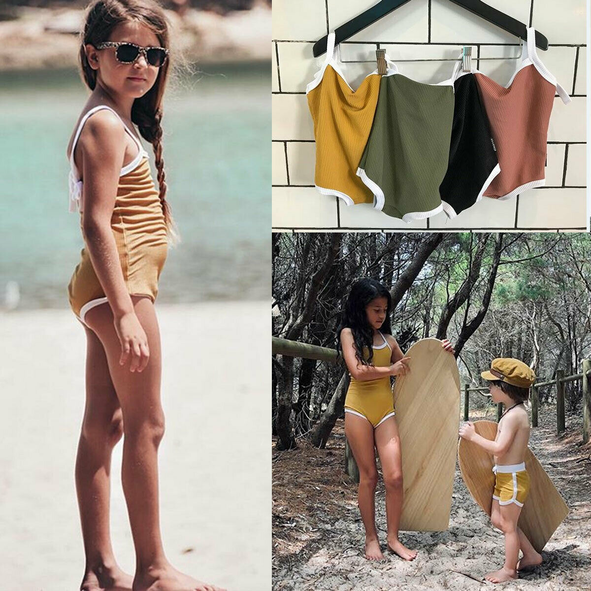 1-4Y Infant Kids Baby Girl Knitted Casual Pure One Piece Swimwear Suspender Summer One-Pieces Bodysuits Clothes