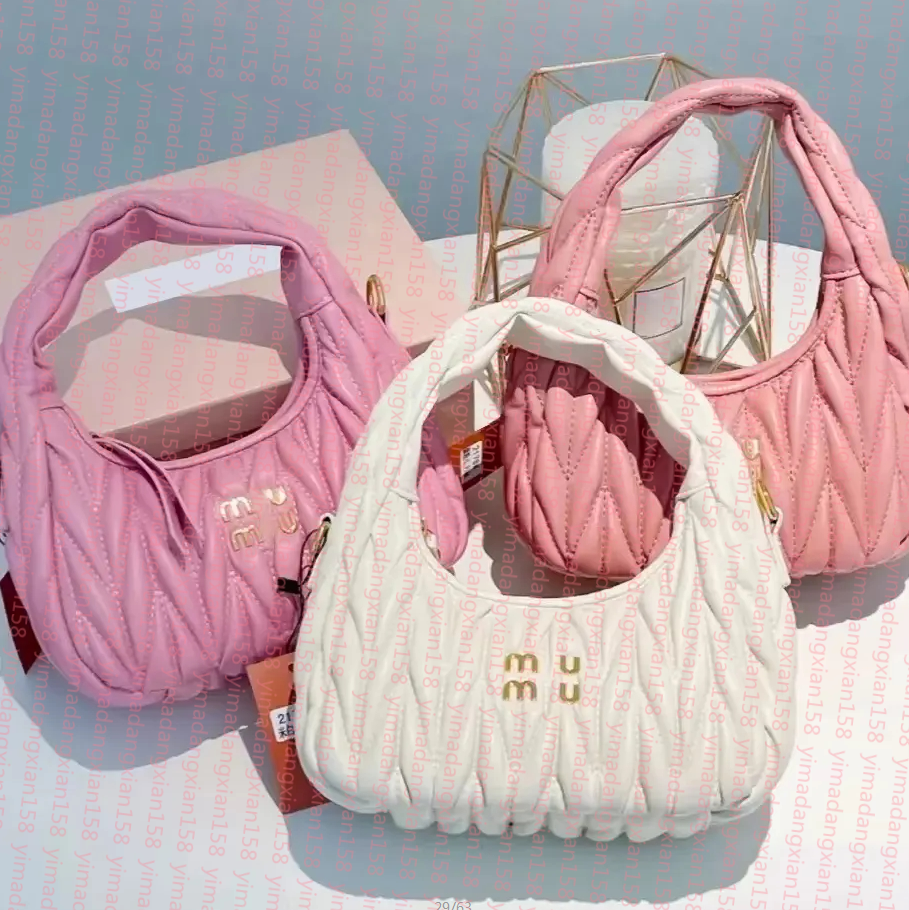 Designer bag wander pink bowling Wrinkled Leather purse Underarm handbag hobo Crossbody clutch Luxury Shoulder Bag Pillow Bag