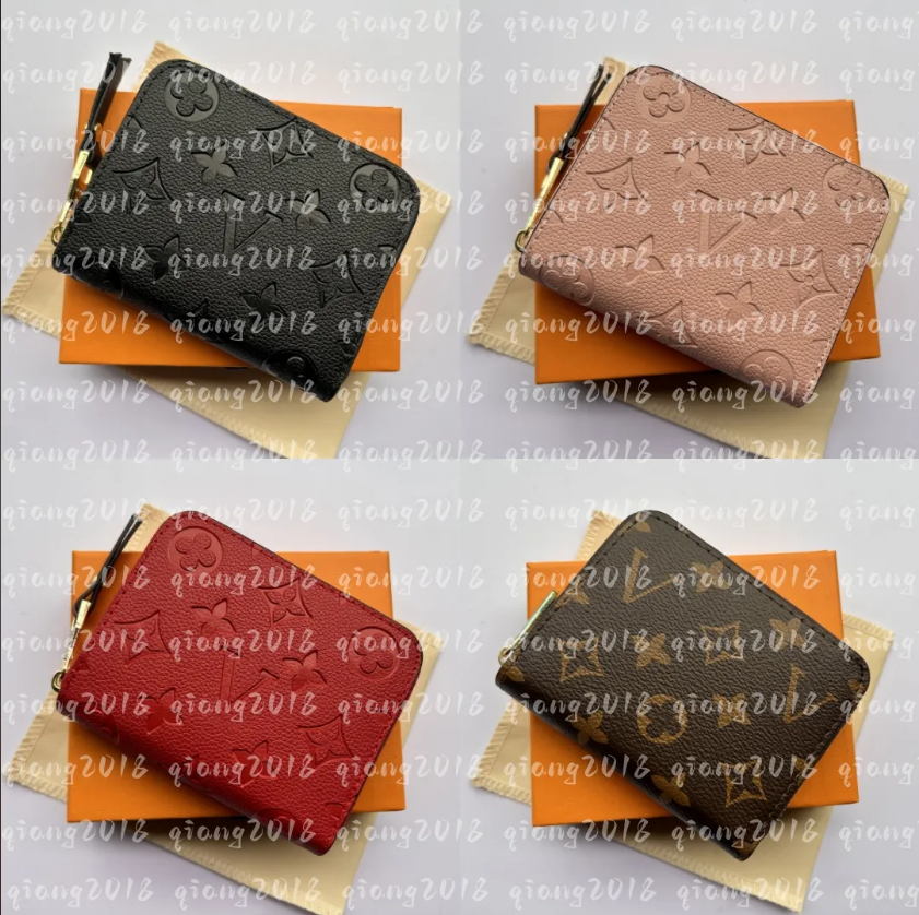 Fashion designer wallets luxury womens short purses embossed flower letters credit card holders ladies plaid money clutch bags with box and dustbag