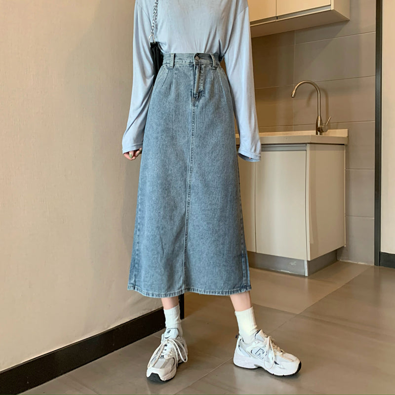 Blackday Womens Skirt Vintage Clothes Denim Long Skirts Blue Harajuku Summer High Waist Streetwear 2020 fall The New flowy Fashion