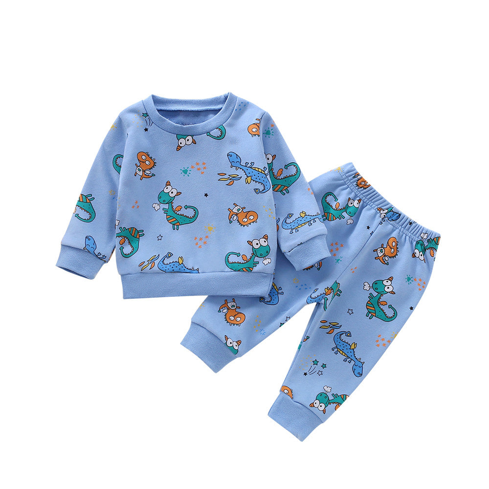 Infant Baby Boys Home wear Pajama Sets Dinosaur Print Long Sleeve Pullover Sweatshirt Tops Pants