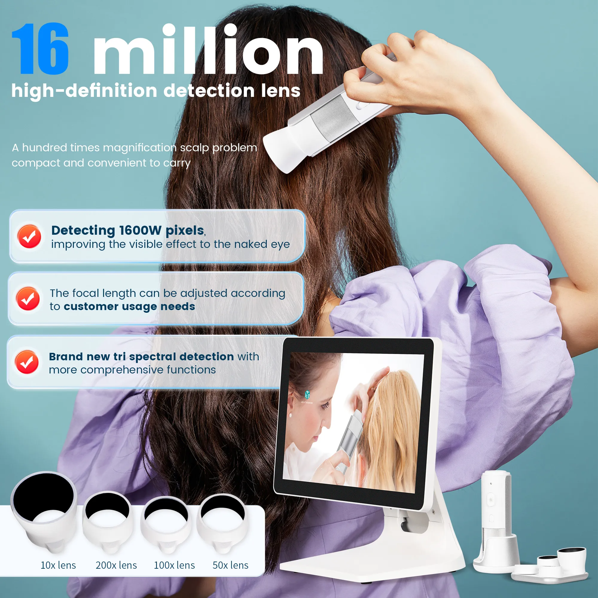 Hair Follicle Detector Is a Multi-Platform Connection Device Suitable For Scalp Oil Pore Analysis and Care In Beauty Salons And Hair Care Centers