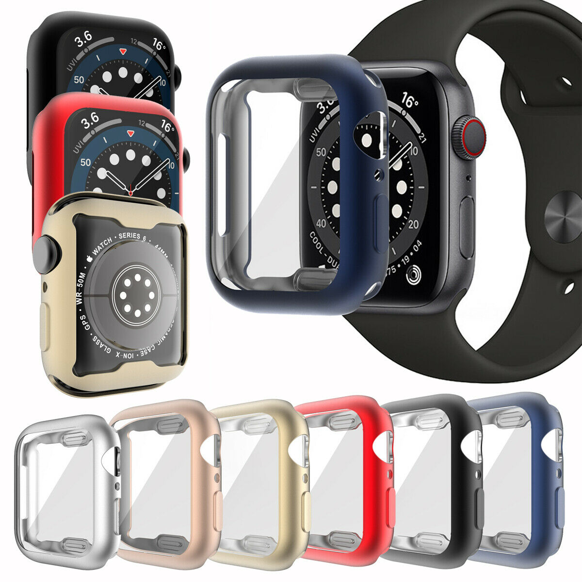 Premium TPU Cover Screen Protector Case For Apple Watch 4-5-6-SE 38-40-42-44mm