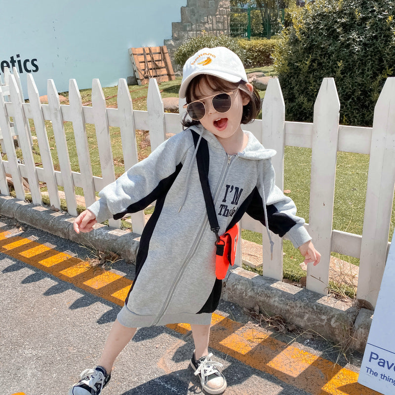 Fashion girls sweatshirt for children autumn hoodies sweatshirts 6 7 8 9year children zipper hooded clothing outerwear
