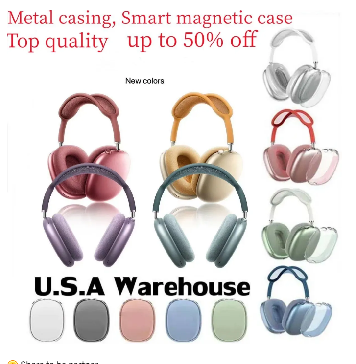 B1 Air Metal shell with ANC pods pro Max 2 bluetooth Headphone Accessories Transparent Solid Silicone case Air 4 pods Max Pro 3 Headphones Smart Cas