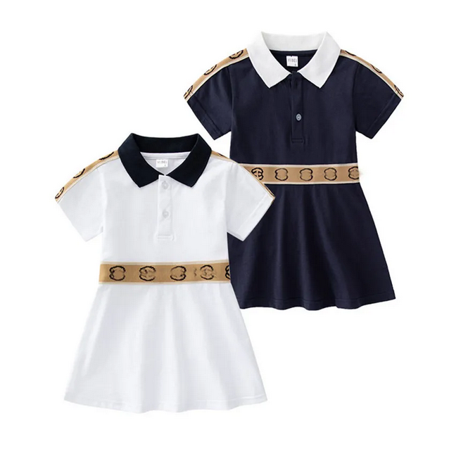 Baby Girls Princess Dress Spring Fall Kids Plaid Long Sleeve Dresses Turn-Down Collar Girl Skirts Children Clothes