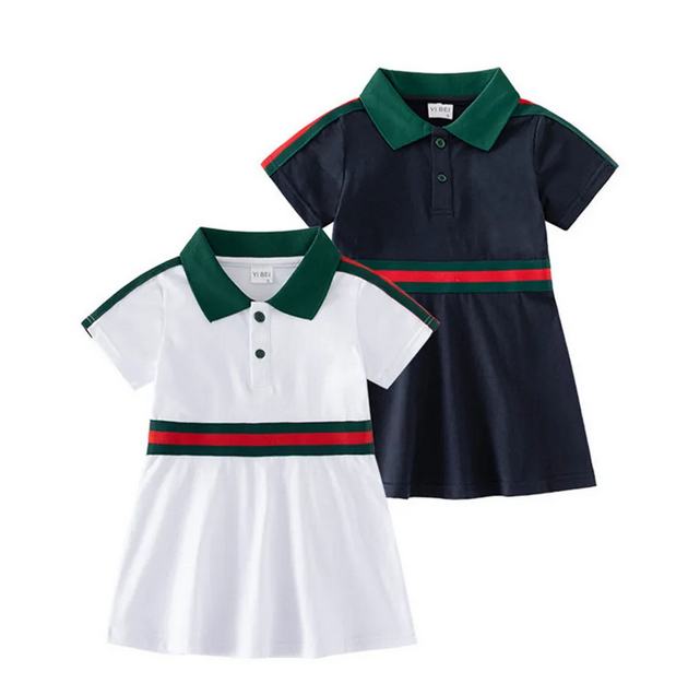 Baby Girls Dress Spring Fall Kids Plaid Long Sleeve Dresses Turn-Down Collar Girl Skirts Children Clothes