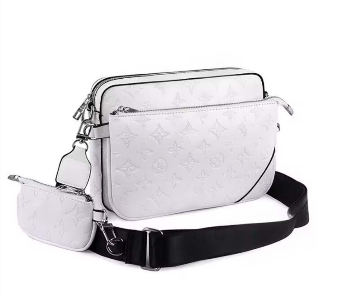 Men Leather TRIO Messenger Bags Luxury Shoulder belt Make up Bag Designer Handbag Tote Man&#039;s bags M44612