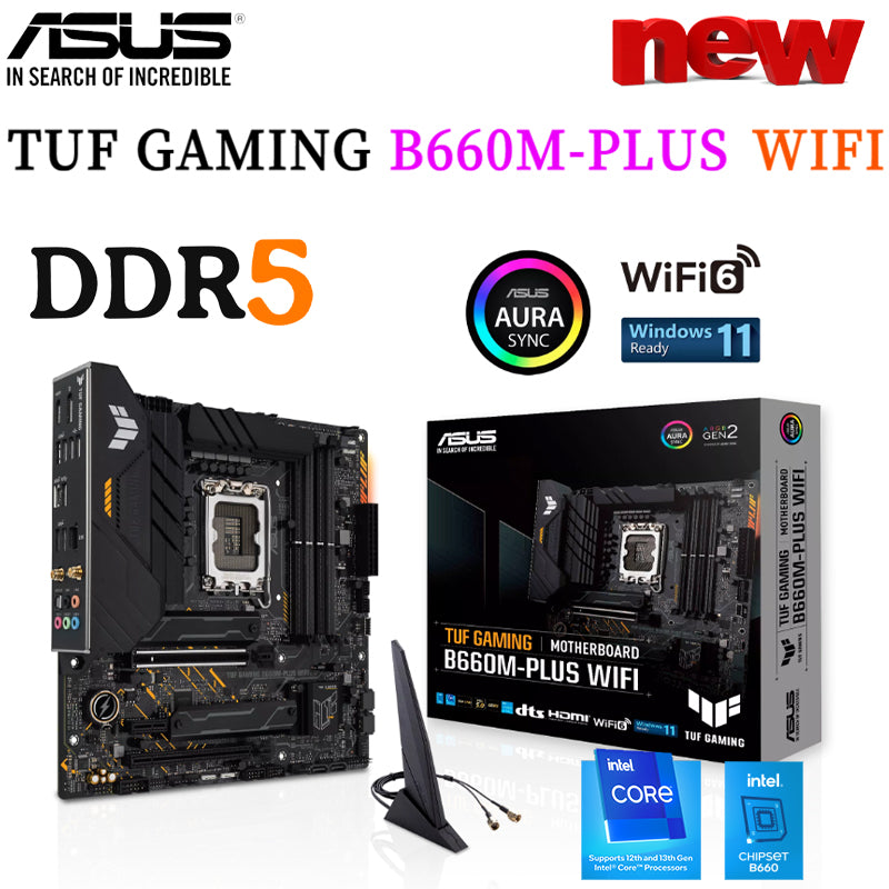 LGA 1700 ASUS TUF GAMING B660M-PLUS WIFI Motherboard Support Intel Core 13th and 12th Gen CPU DDR5 128GB PCI-E 5.0 M.2 Mainboard