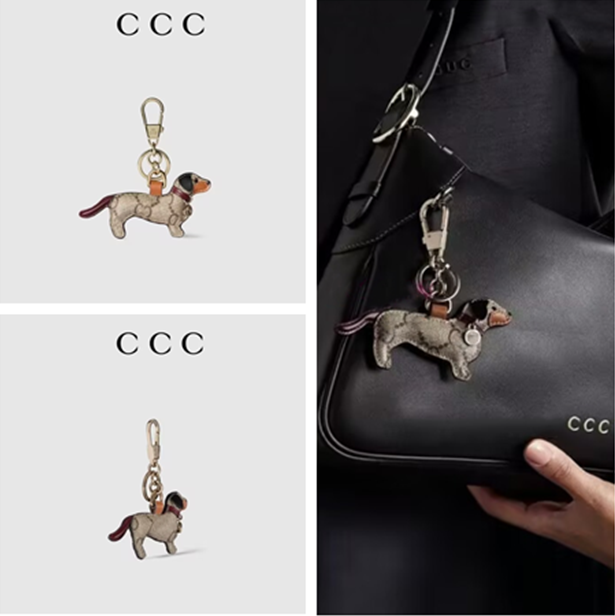Designer Keychain GGs Luxury Top Grain Leather Pet Dog Keychains - Perfect Car Charm & Bag Accessory Best Christmas Gift