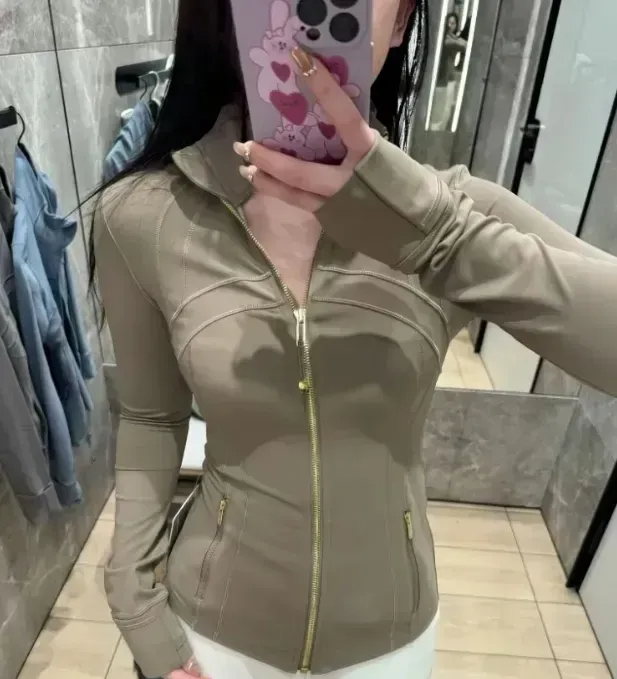 Women&#039;s Gold Zipper Nu Activewear Slim Zipper Running Fitness Jacket Hot Women&#039;s Designer Yoga Waist Pilates Exercise Jacket